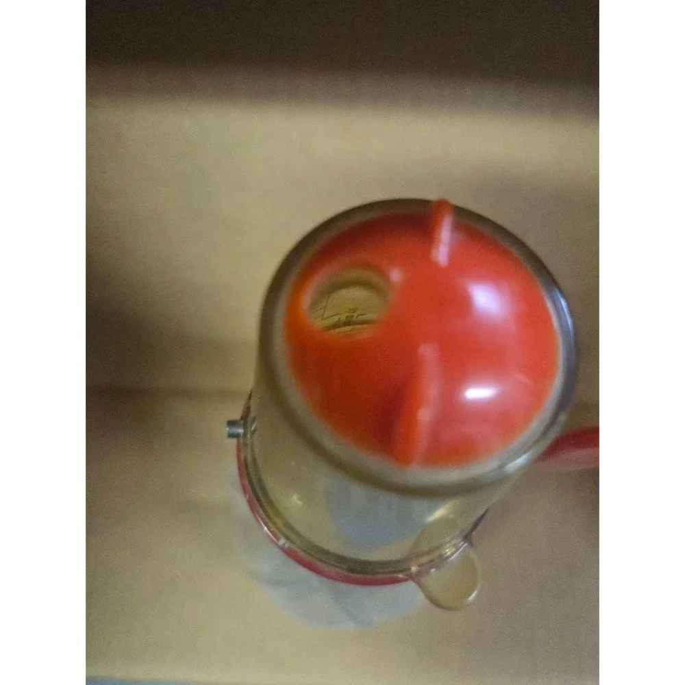 Vintage Hazel Atlas Glass Sugar Shaker Dispenser Red Plastic Top Swirl Base